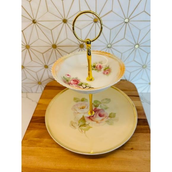 Two-Tier Dessert or Jewelry Trinket Stand‎ | Vintage China - Picture 3 of 7